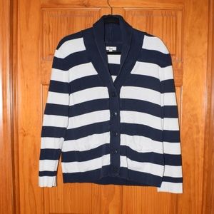 Bass Navy & White Striped Cardigan